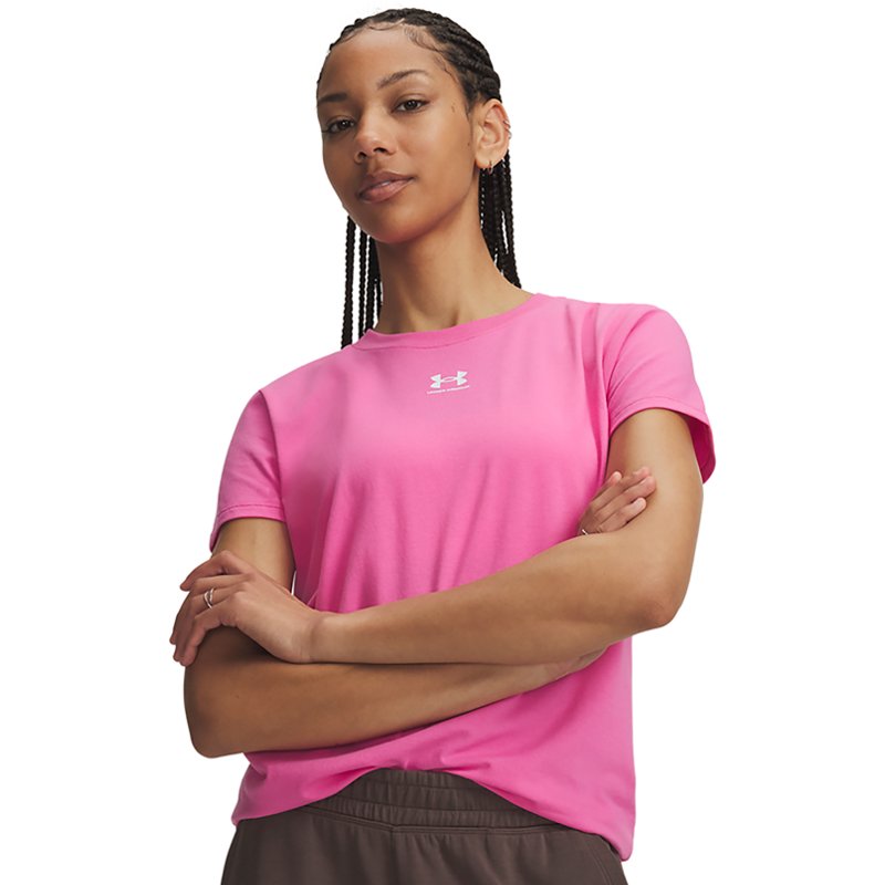 Under Armour Women's Rival Core Short Sleeve Crew Neck - Pink Frenzy