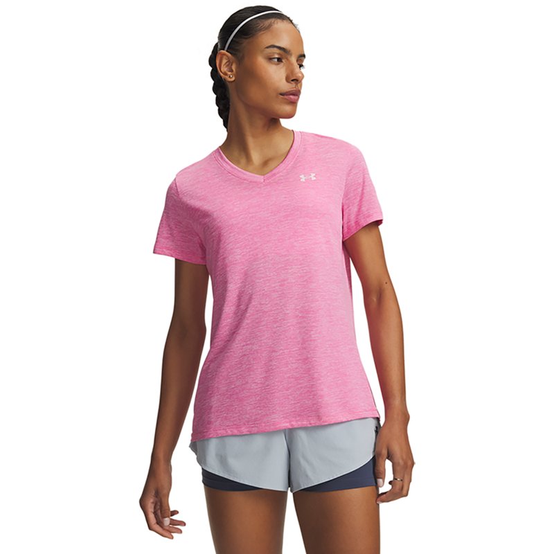 Under Armour Women's Tech Twist V-Neck T-Shirt, XXL, Pink Frenzy/Prime Pink