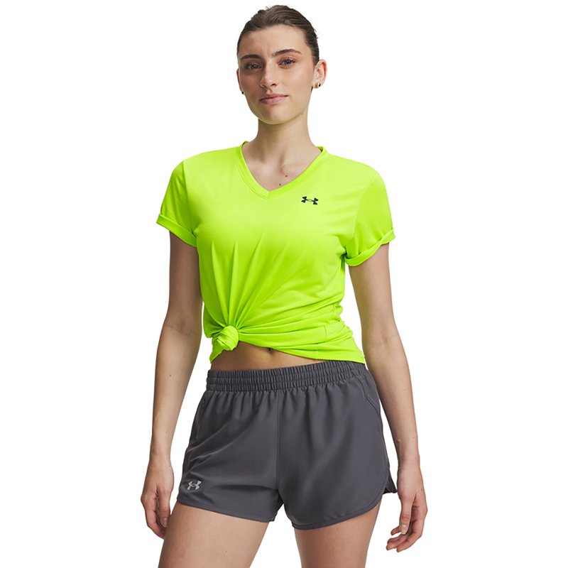 Under Armour Women's Tech V-Neck Short Sleeve T-Shirt, XS, Green Citrine/Arden Green