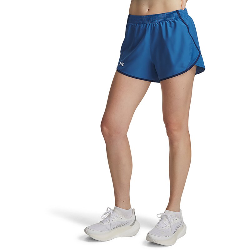 Under Armour Women's Fly By Mesh-Panel Running Shorts - Aegean Blue / Blackout