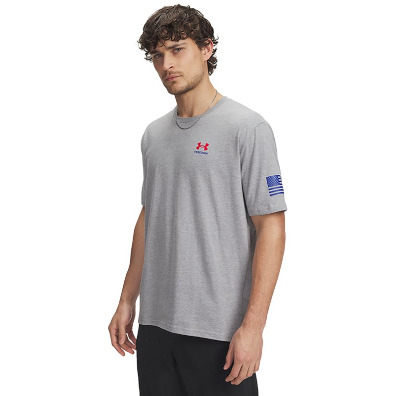 Under Armour Freedom Flag Graphic Short-Sleeve T-Shirt - Steel Light Heather/Red