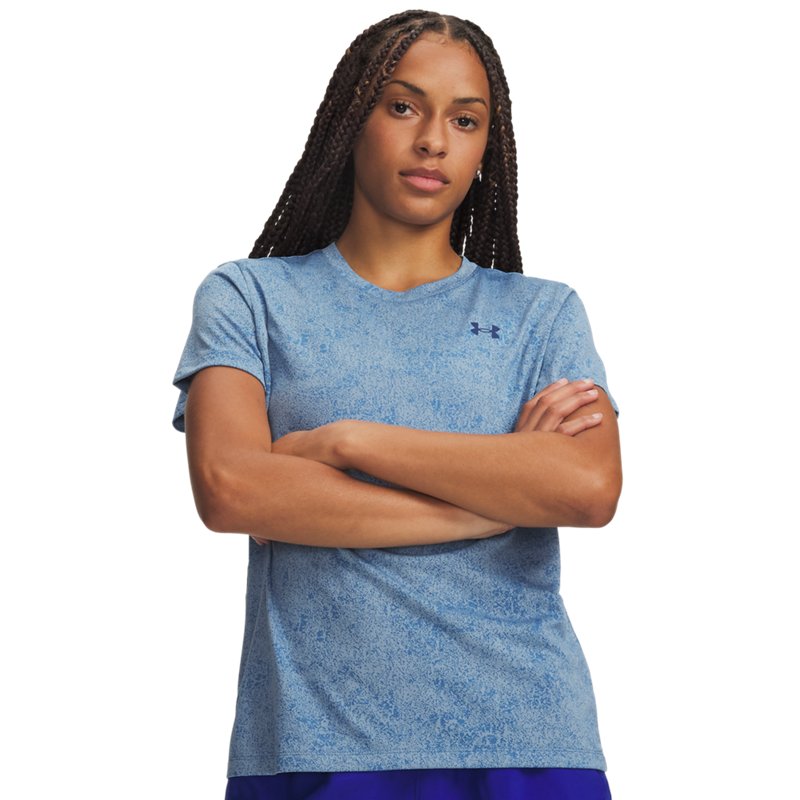 Under Armour Women's Tech Pixelate Short-Sleeve Top - Aegean Blue/Blackout Navy