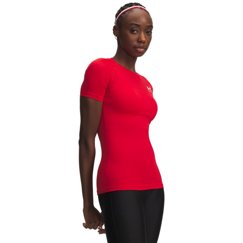 Under Armour HeatGear Compression Short-Sleeve Shirt - Red/White