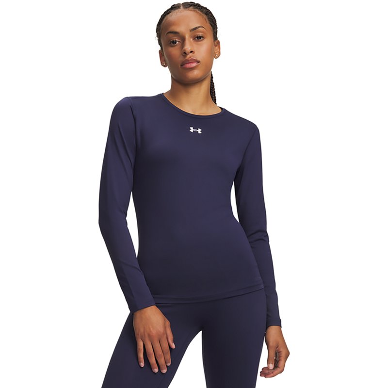 Under Armour Women's ColdGear Long Sleeve Crew, Medium, Midnight Navy/White