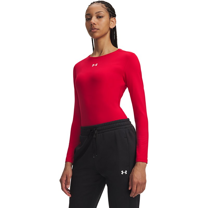 Under Armour Women's ColdGear Long Sleeve Crew, Medium, Red/White
