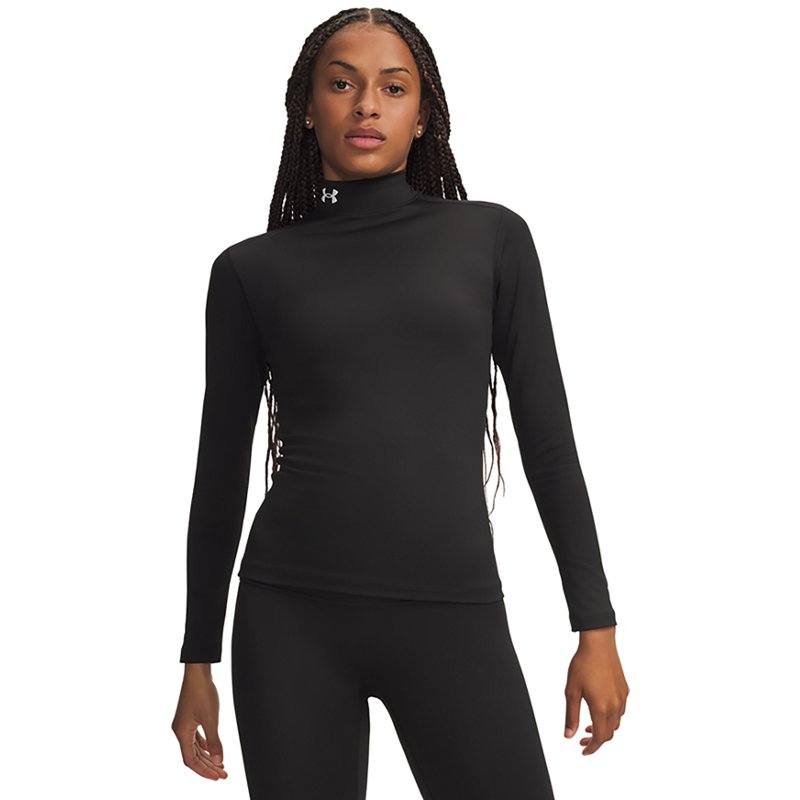 Under Armour Women's ColdGear Mock Long Sleeve, Medium, Ultimate Black/White