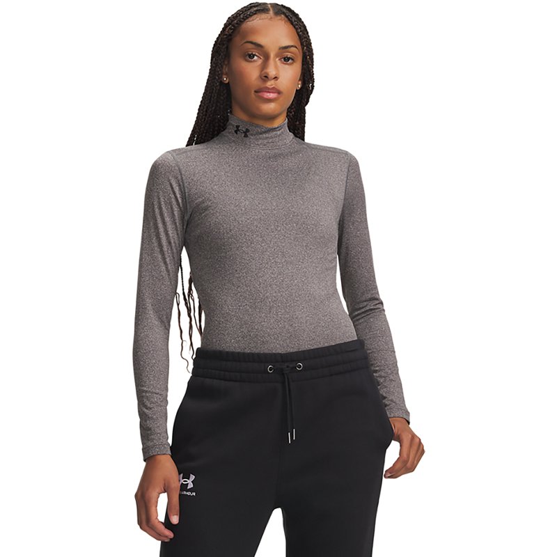 Under Armour Women's ColdGear Mock Long Sleeve, Medium, Charcoal/Black