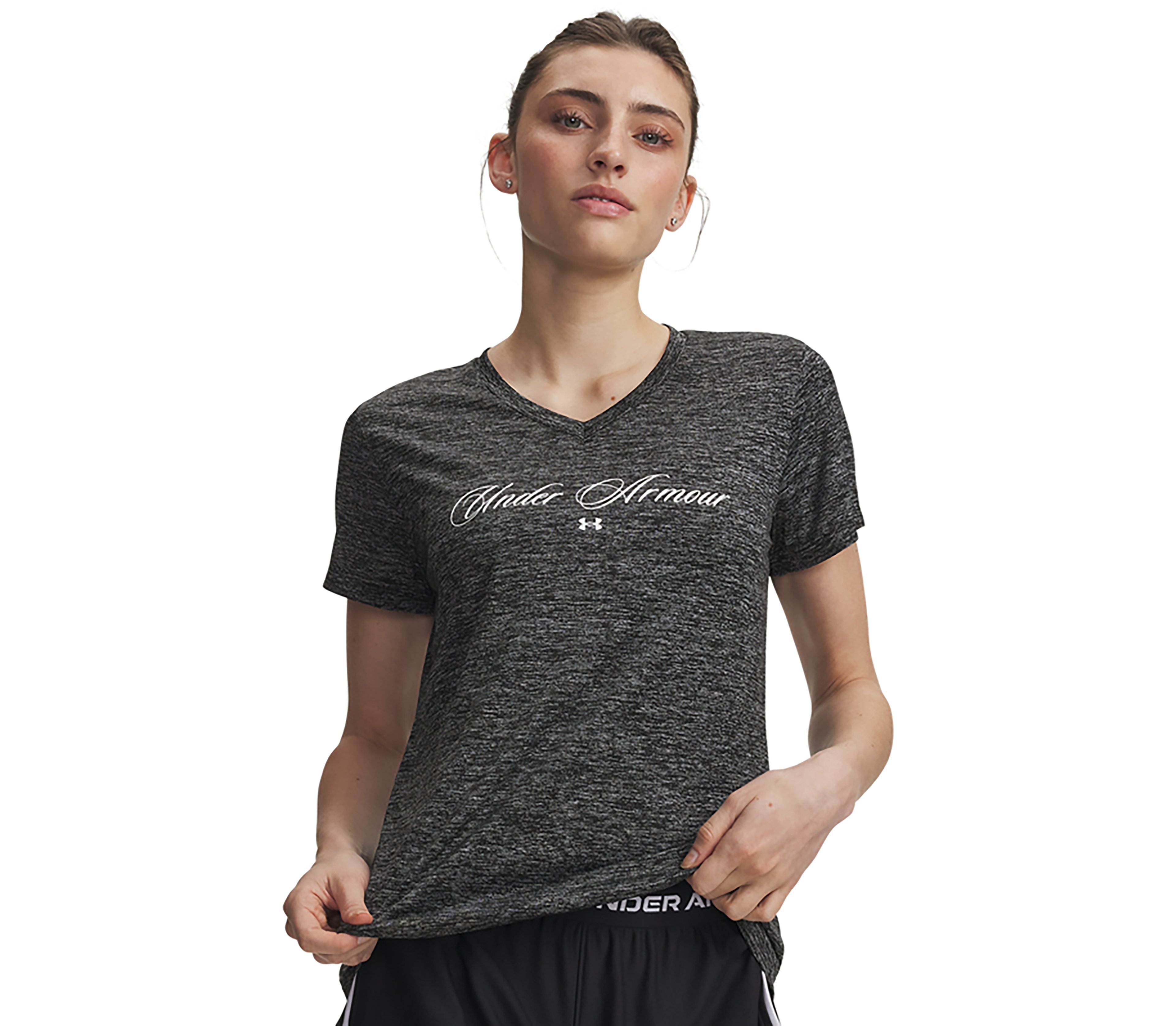 Under Armour Women's Tech Twist Script Short Sleeve V-neck T-shirt