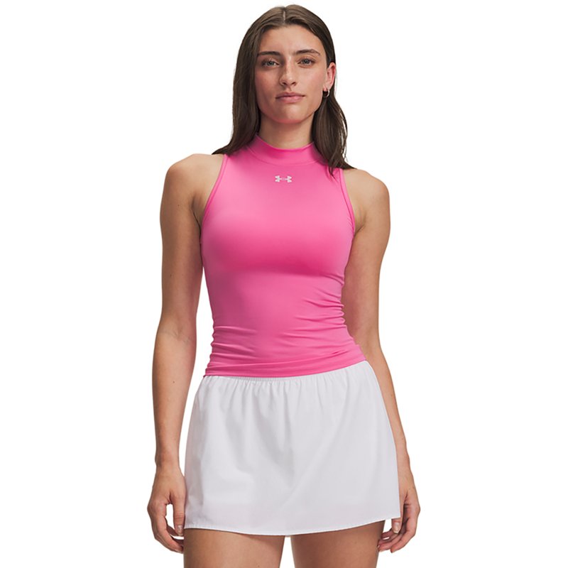 Under Armour Women's HeatGear Mock Tank, XS, Pink Frenzy/White