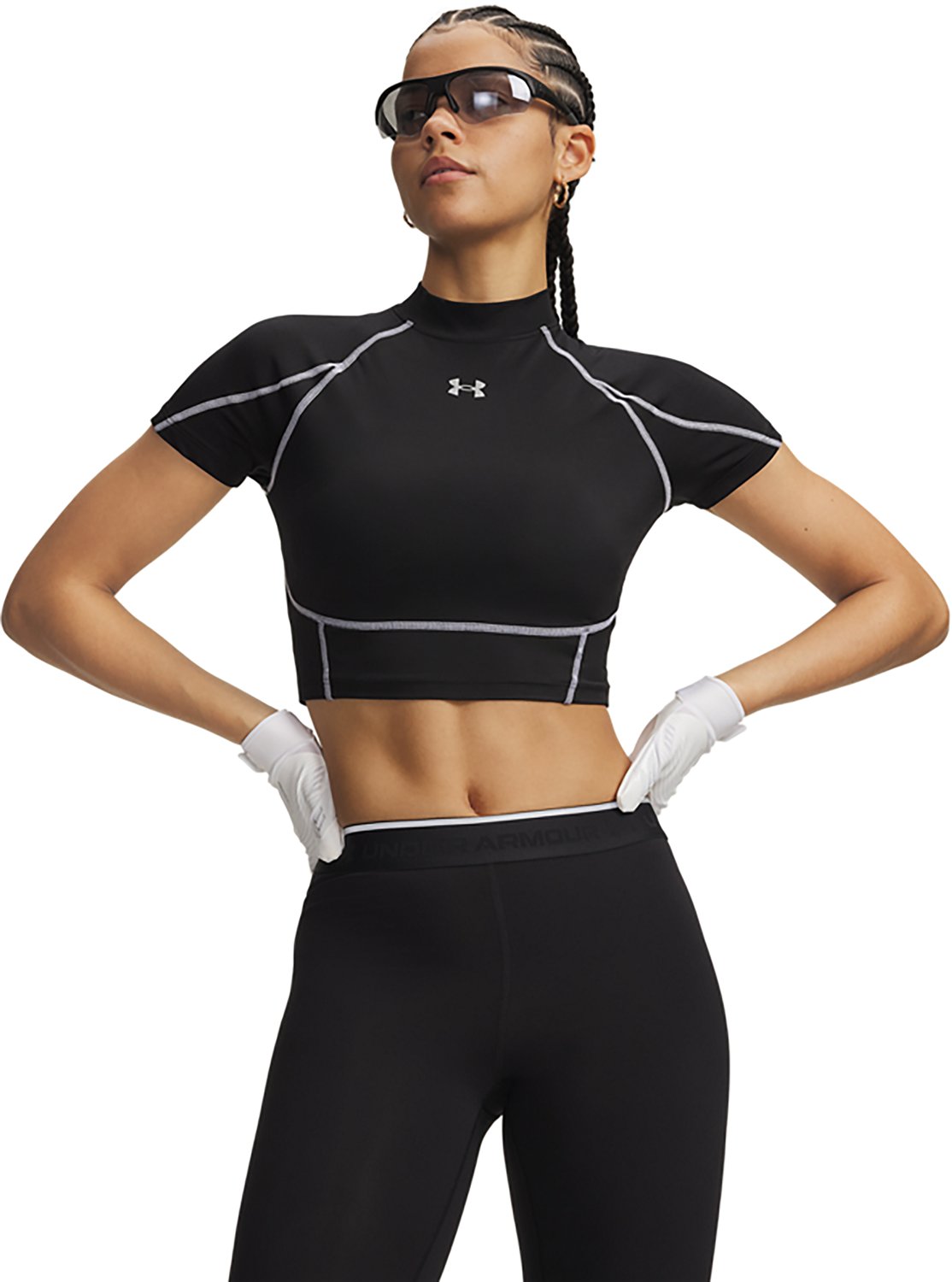 Under Armour Women's HeatGear Elite Crop Mock Short Sleeve Shirt