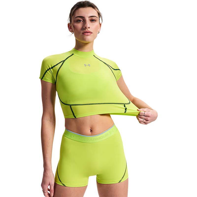 Under Armour Women's HeatGear Elite Crop Mock Short Sleeve Shirt