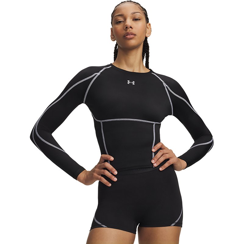 Under Armour Women's HeatGear Elite Long Sleeve, XXL, Ultimate Black/Reflective