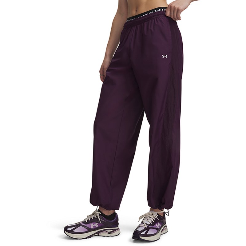 Under Armour Women's Icon Woven Pants, Medium, Purple Echo/White