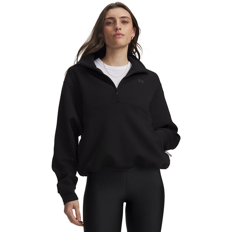 Under Armour Women's Unstoppable Fleece Half-Zip, XXL, Ultimate Black/Ultimate Black