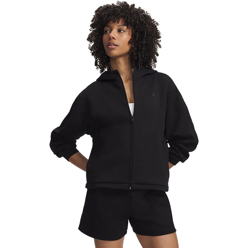 Under Armour Women's Unstoppable Fleece Full-Zip Jacket, XXL, Ultimate Black/Ultimate Black