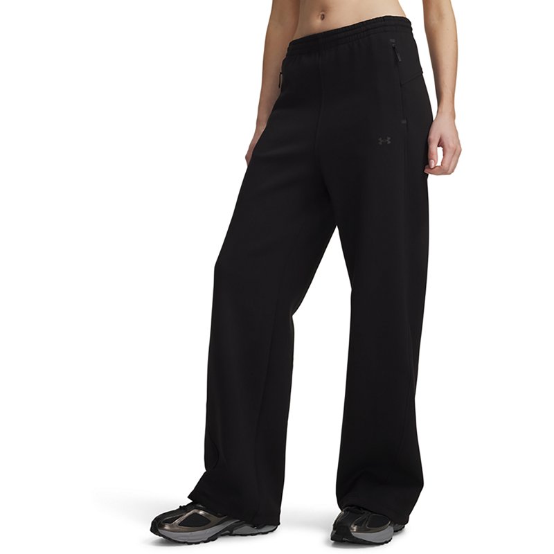 Under Armour Women's Unstoppable Fleece Open Pants, XXL, Ultimate Black/Ultimate Black