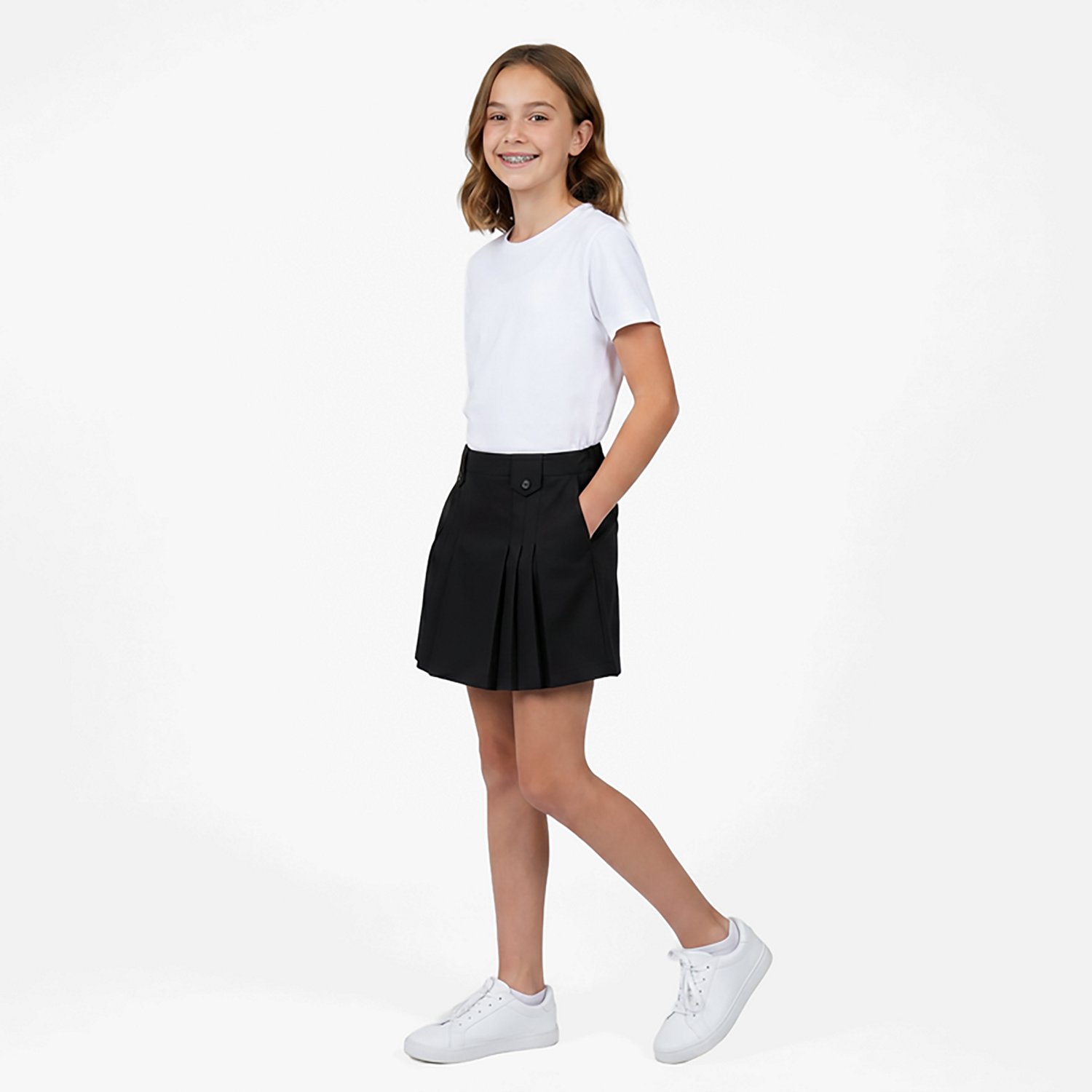 French Toast Girls' Front Pleated Skirt with Tabs                                                                                - view number 3