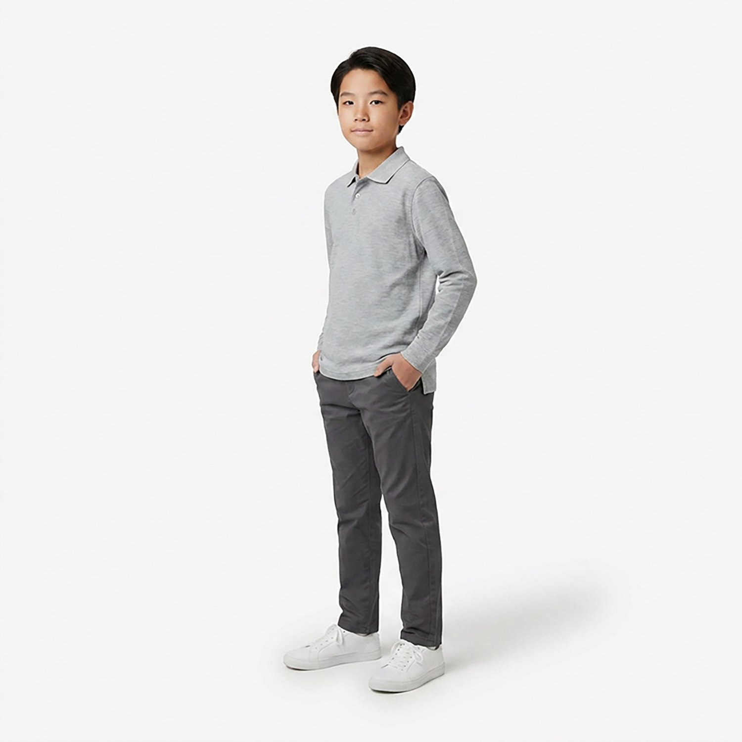 French Toast Boys' Long Sleeve Pique Polo Shirt                                                                                  - view number 3
