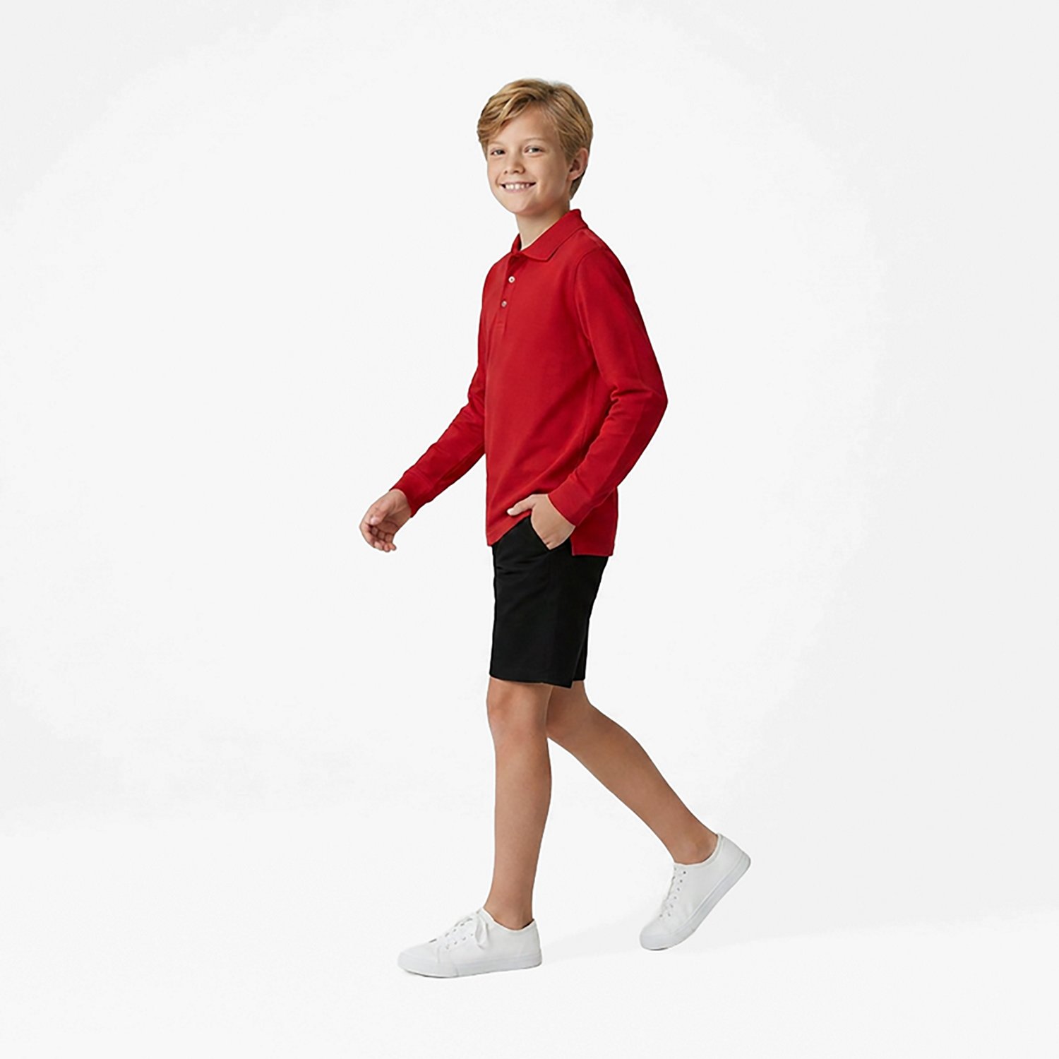 French Toast Boys' Long Sleeve Pique Polo Shirt                                                                                  - view number 3