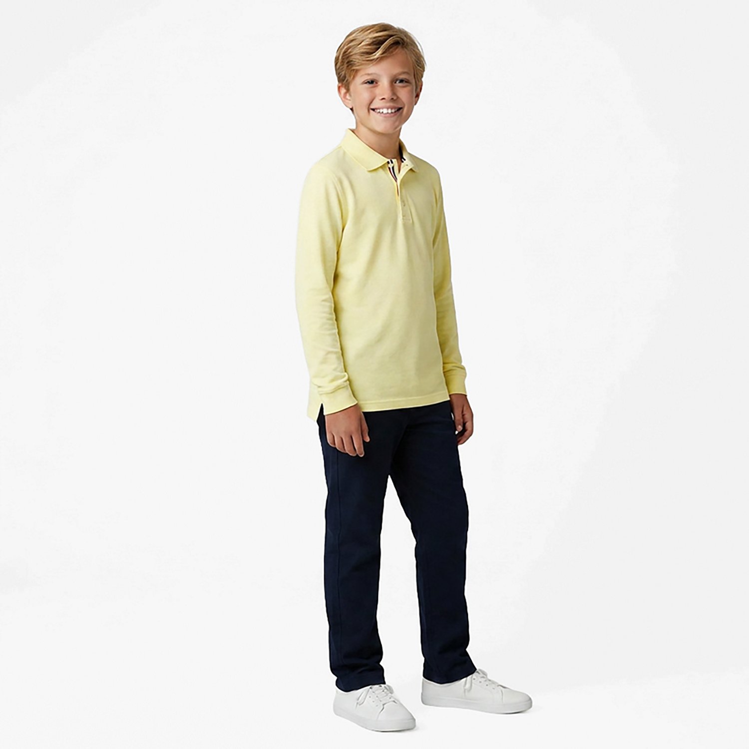 French Toast Boys' Long Sleeve Pique Polo Shirt                                                                                  - view number 3