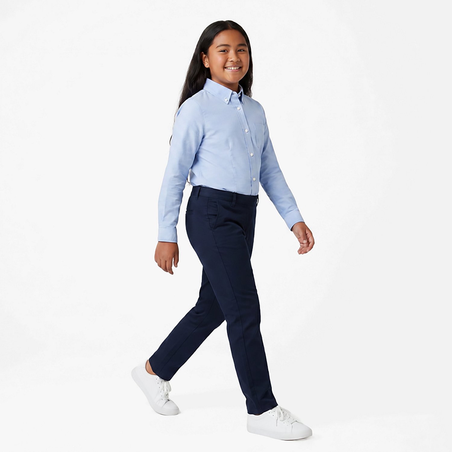 French Toast Girls' Long Sleeve Oxford Blouse with Darts - view number 3