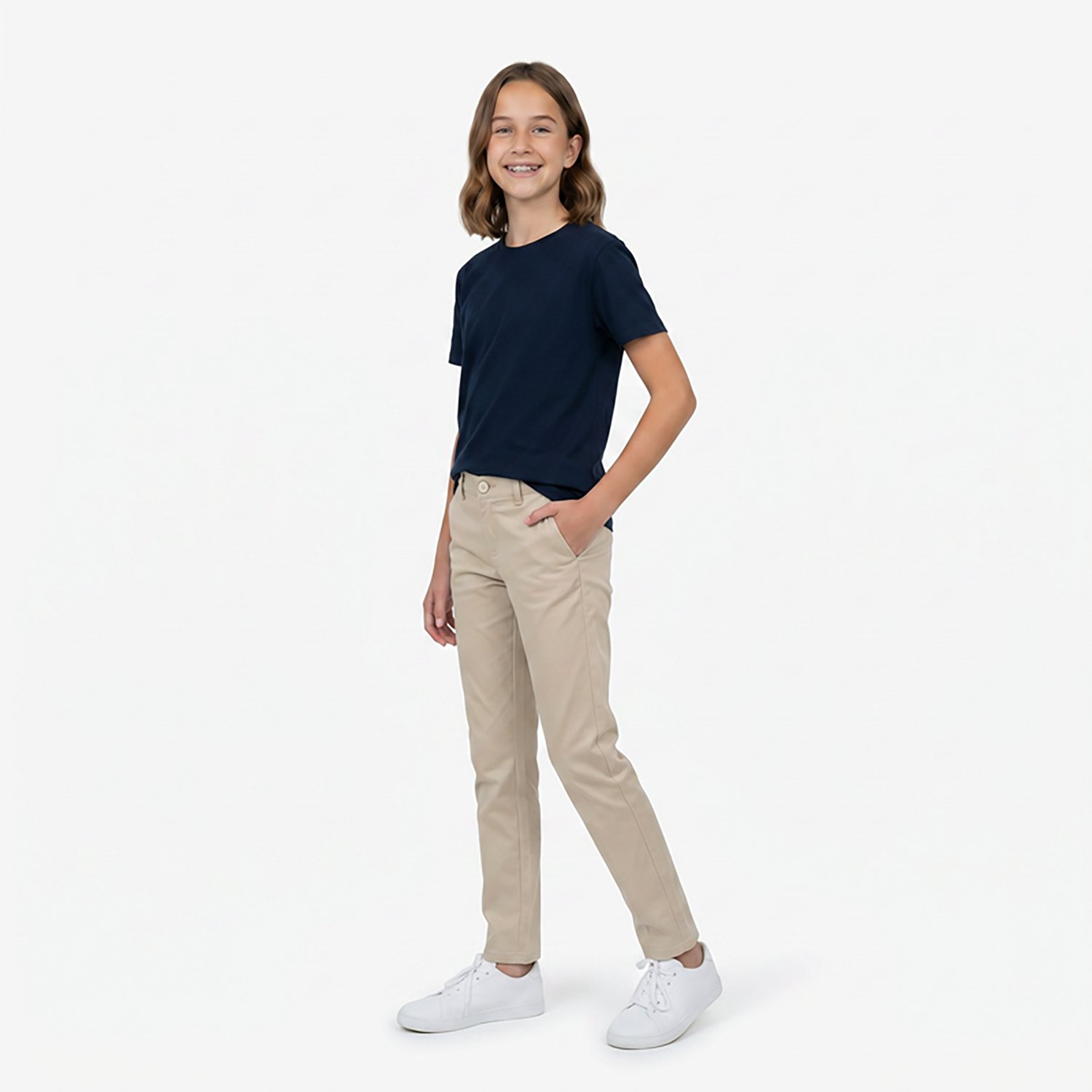 French Toast Girls' Extended Sizing Skinny Stretch Twill Pant - view number 3