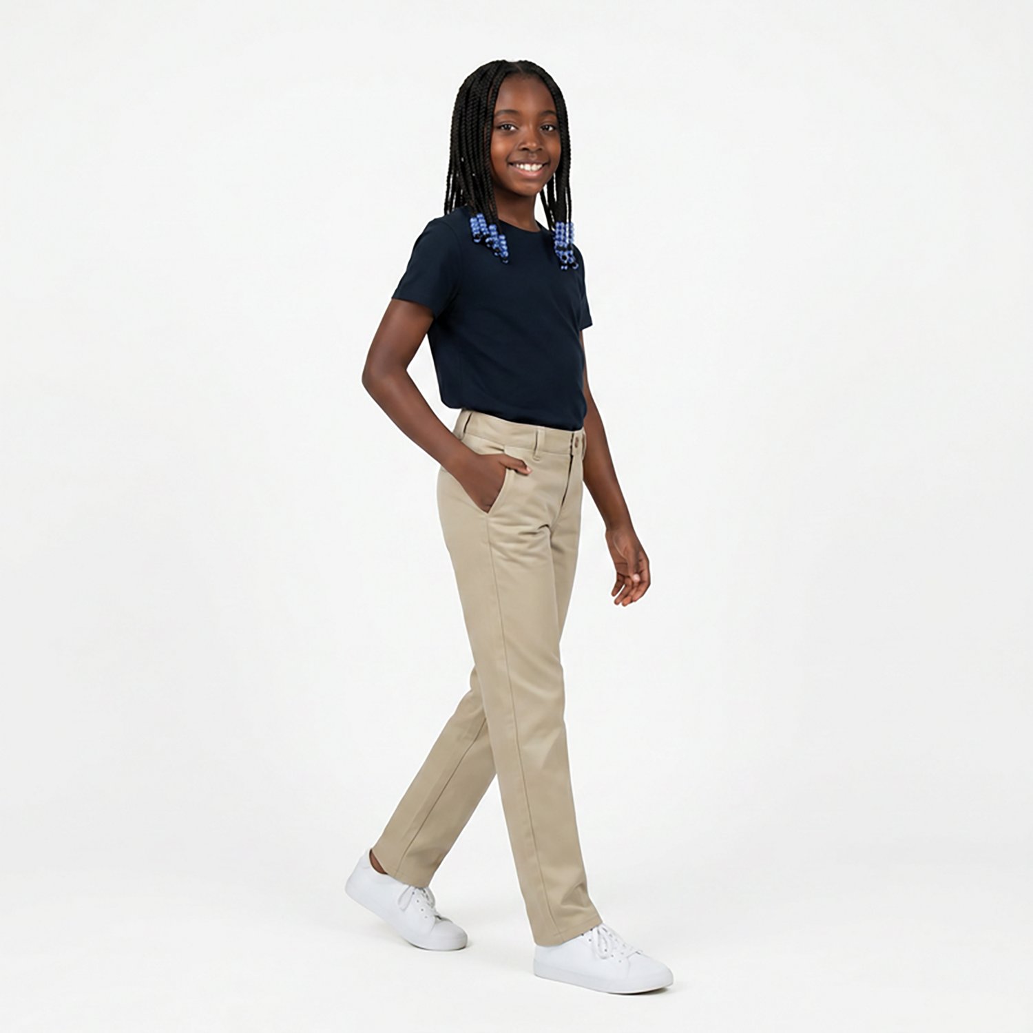 French Toast Girls' Plus Straight Leg Twill Pant