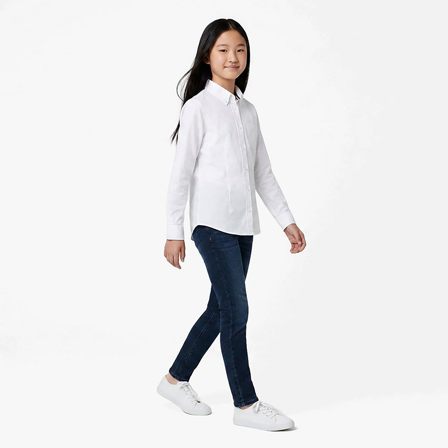 French Toast Girls' Extended Sizing Long Sleeve Oxford Blouse - view number 3
