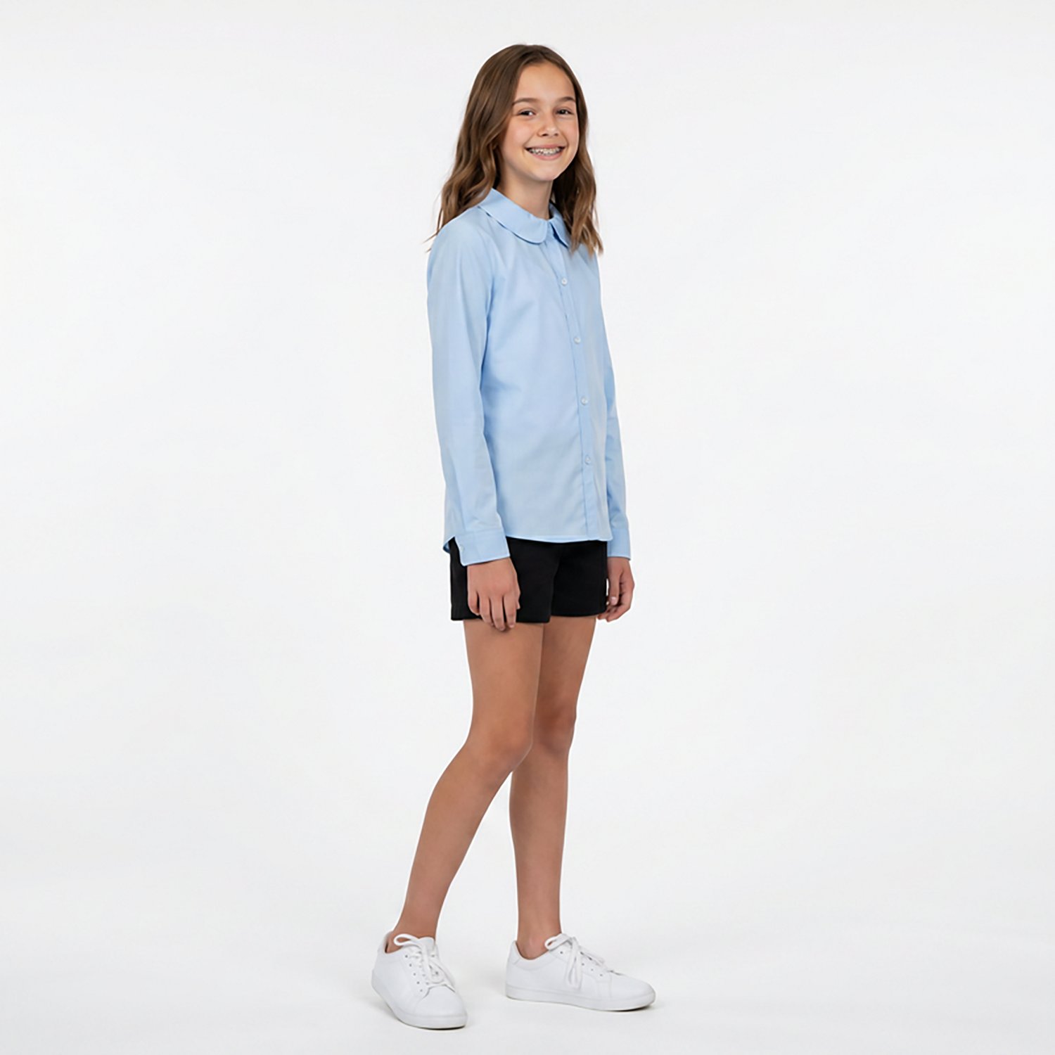 French Toast Girls' Extended Sizing Modern Peter Pan Long Sleeve Blouse - view number 3