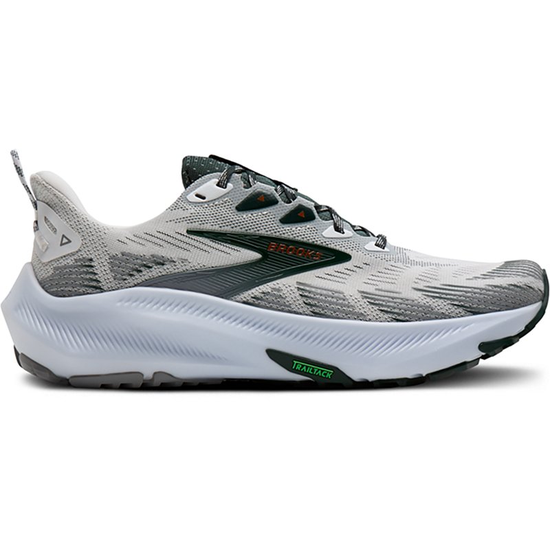Brooks Men's Ghost Trail Running Shoes, Size 10, White/Grey/Green
