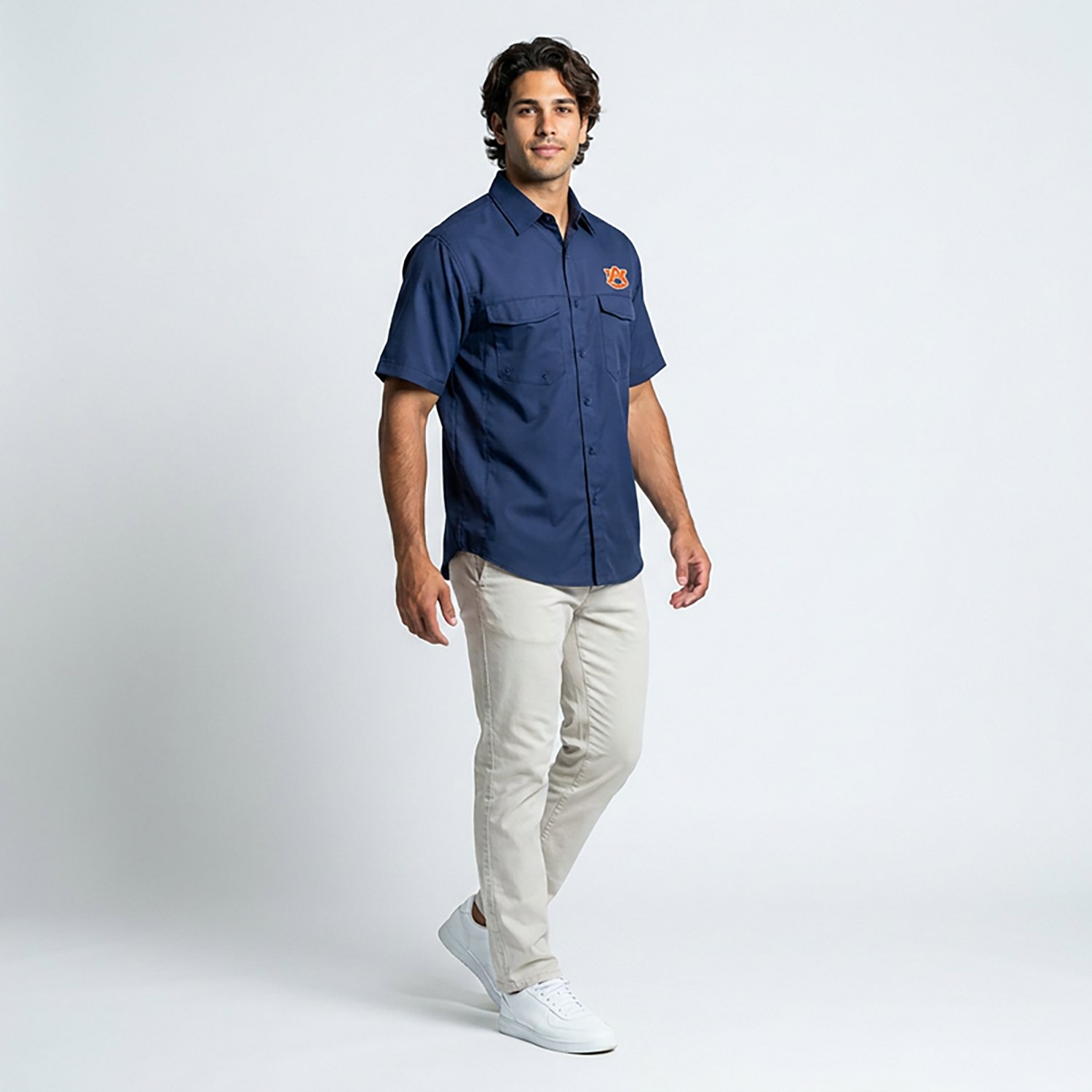 Antigua Men's Auburn University Game Day Woven Fishing Shirt - view number 2