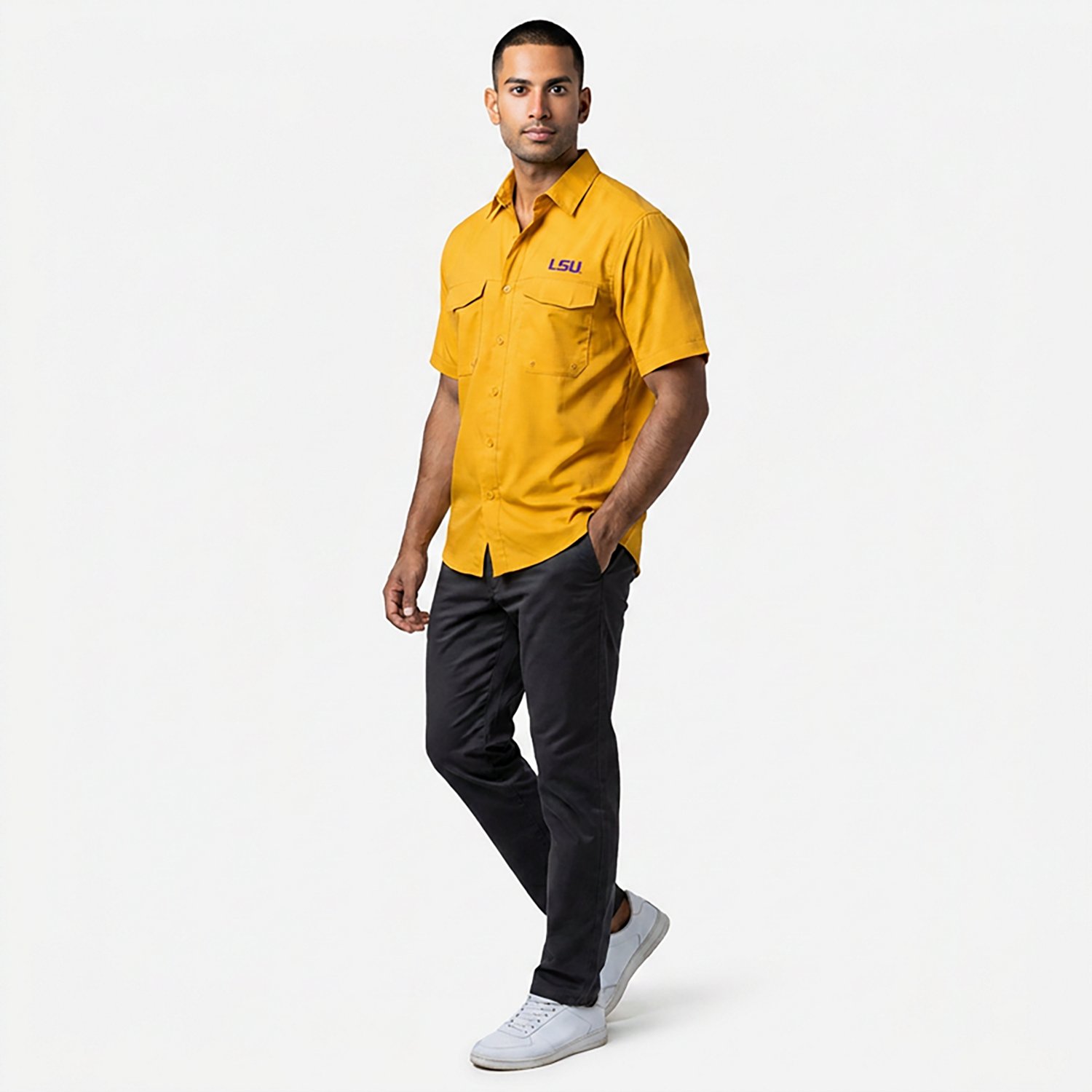 Antigua Men's Louisiana State University Game Day Woven Fishing Shirt