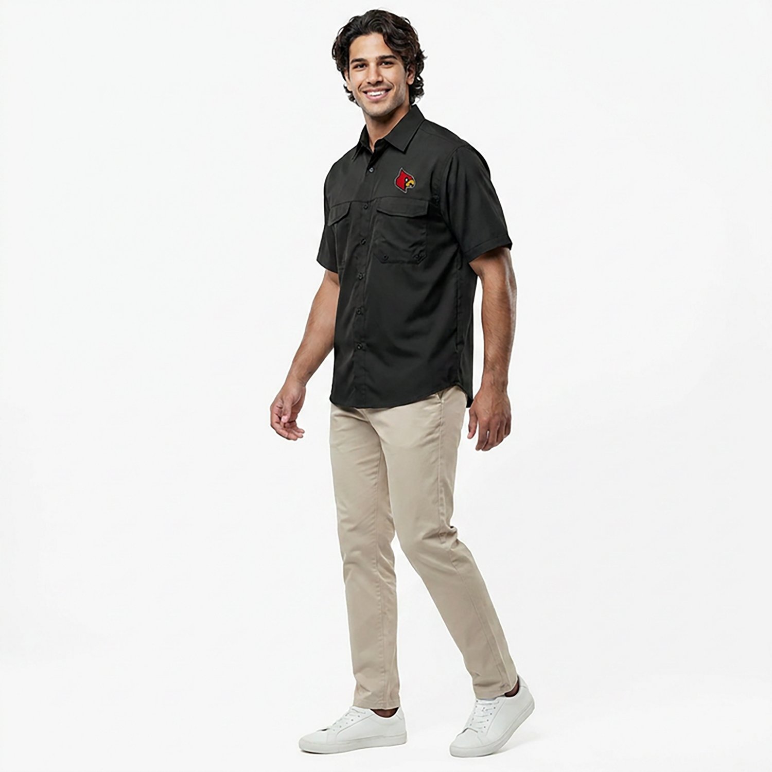 Antigua Men's University of Louisville Game Day Woven Fishing Shirt