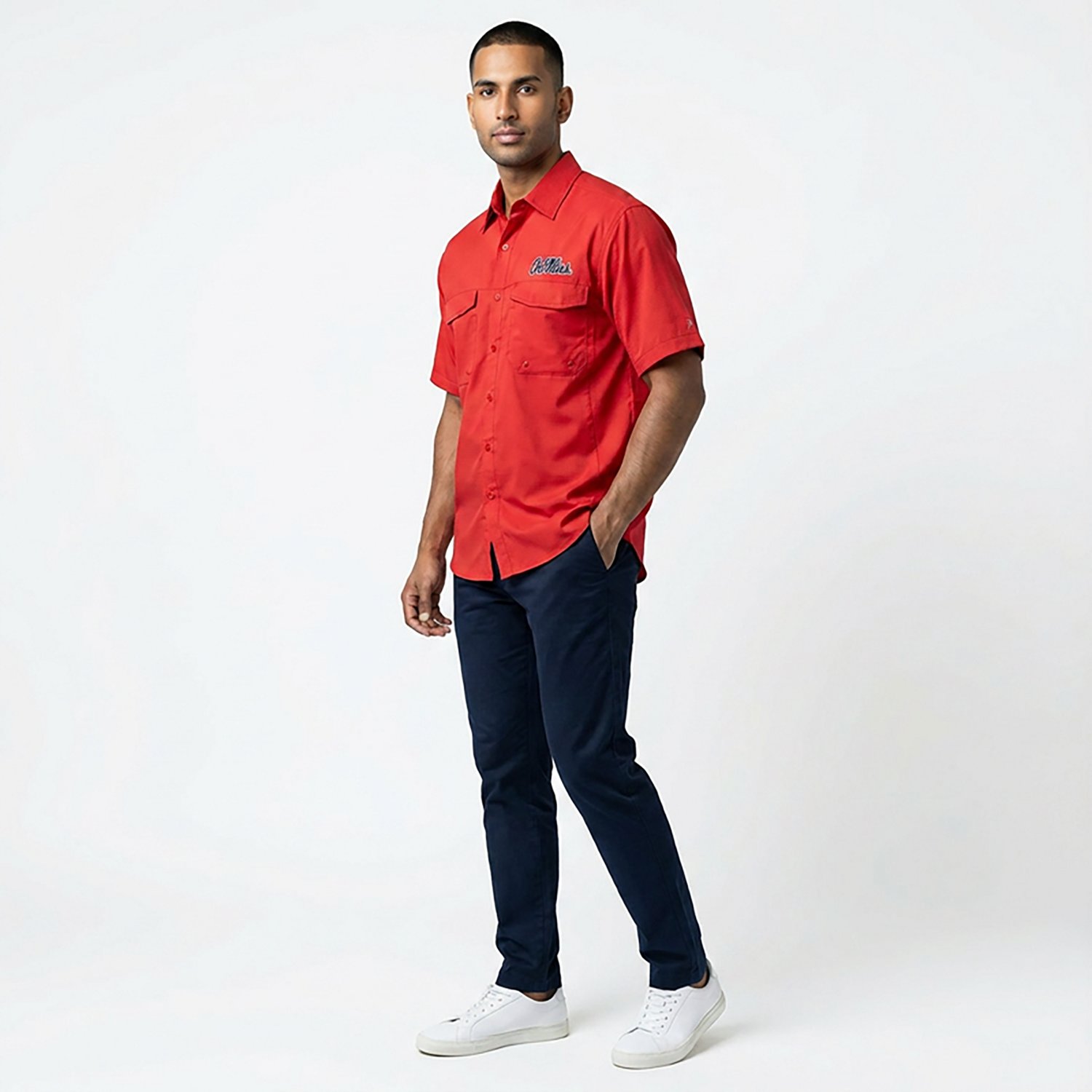 Antigua Men's University of Mississippi Game Day Woven Fishing Shirt - view number 3