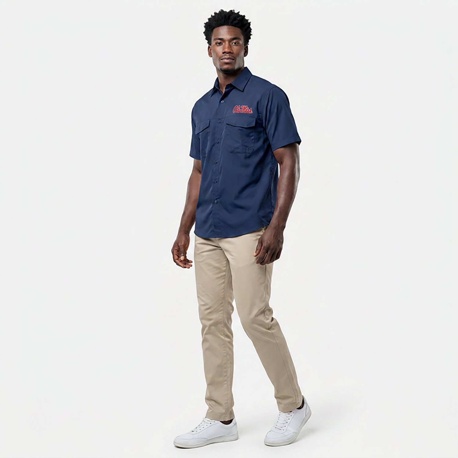 Antigua Men's University of Mississippi Game Day Woven Fishing Shirt
