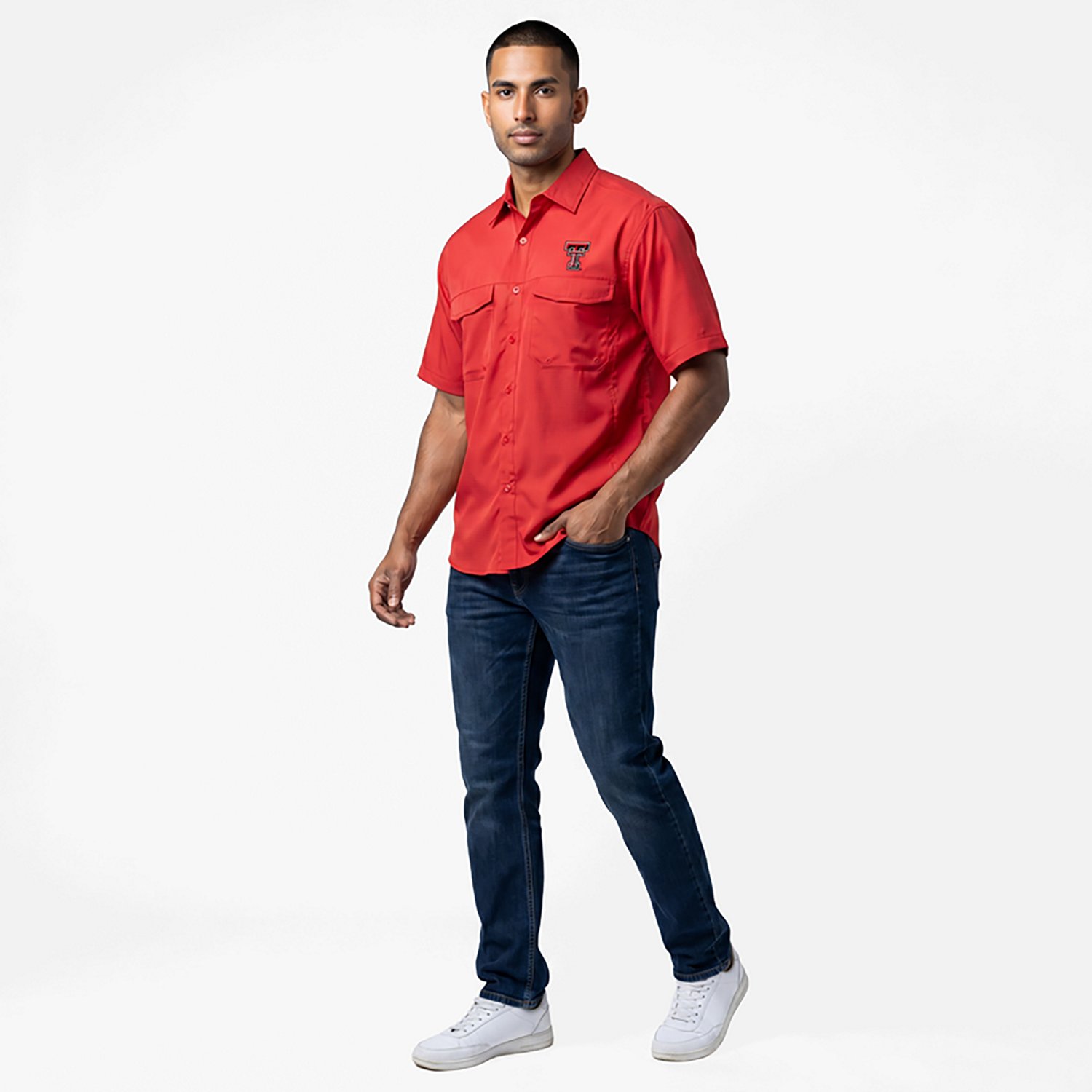 Antigua Men's Texas Tech University Game Day Woven Fishing Shirt - view number 2