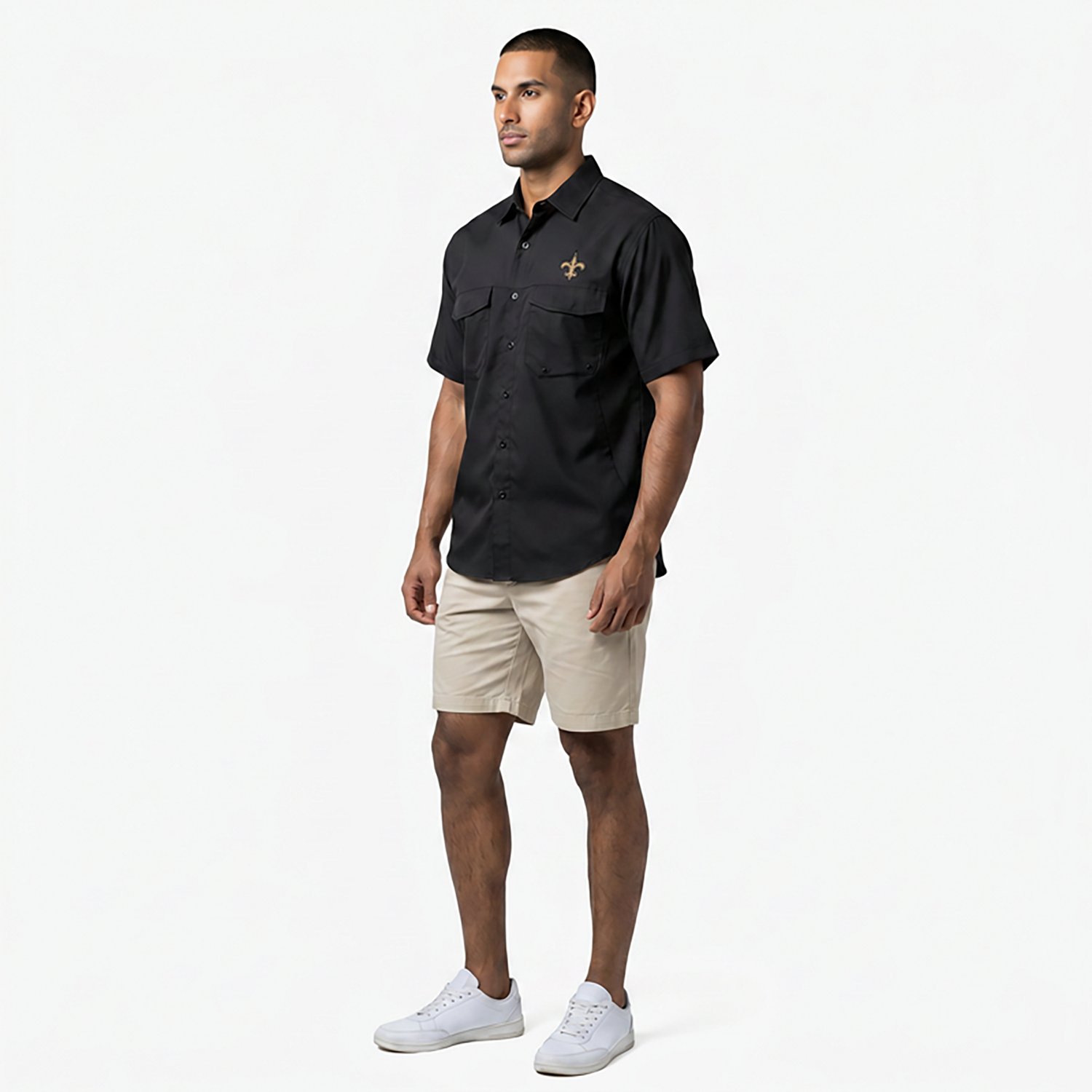 Antigua Men's New Orleans Saints Game Day Woven Fishing Shirt - view number 3