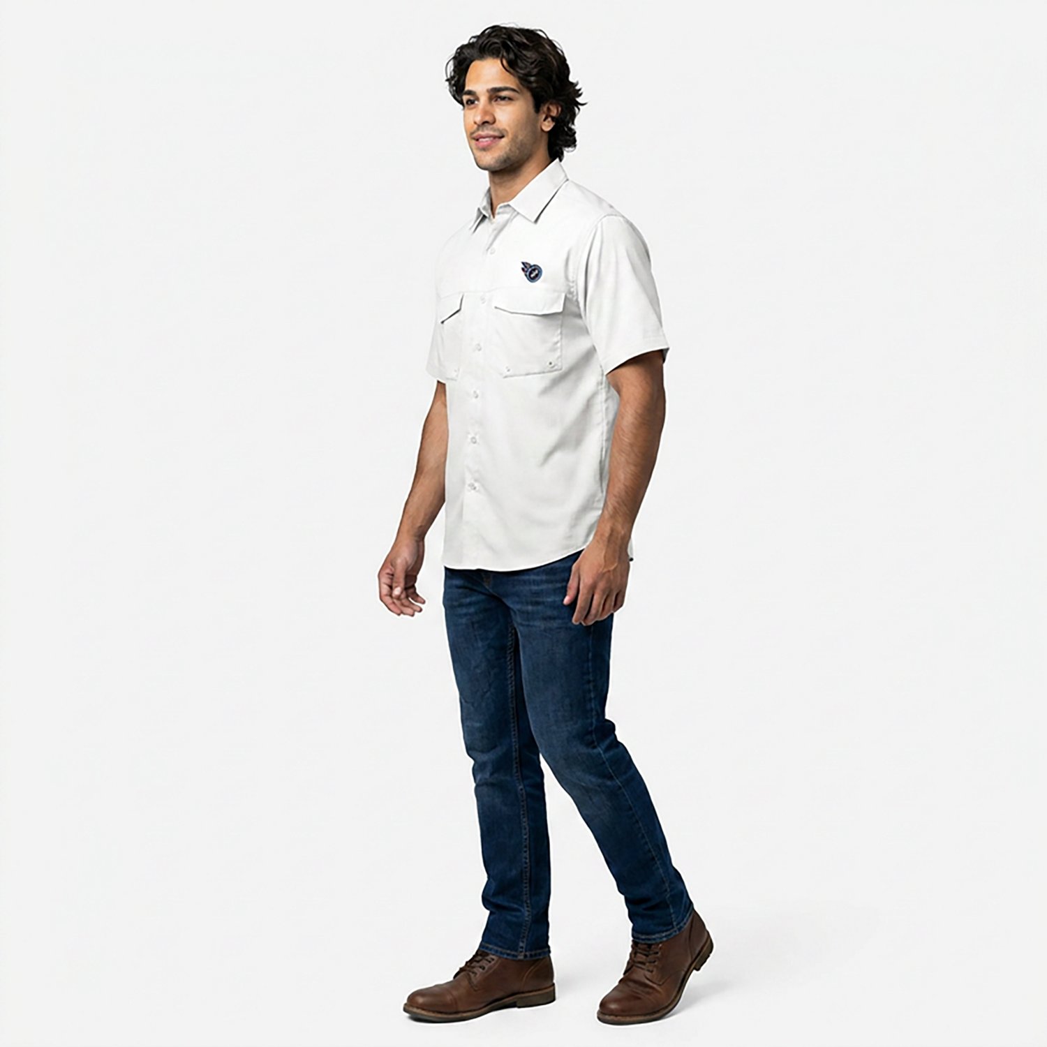 Antigua Men's Tennessee Titans Game Day Woven Fishing Shirt - view number 3