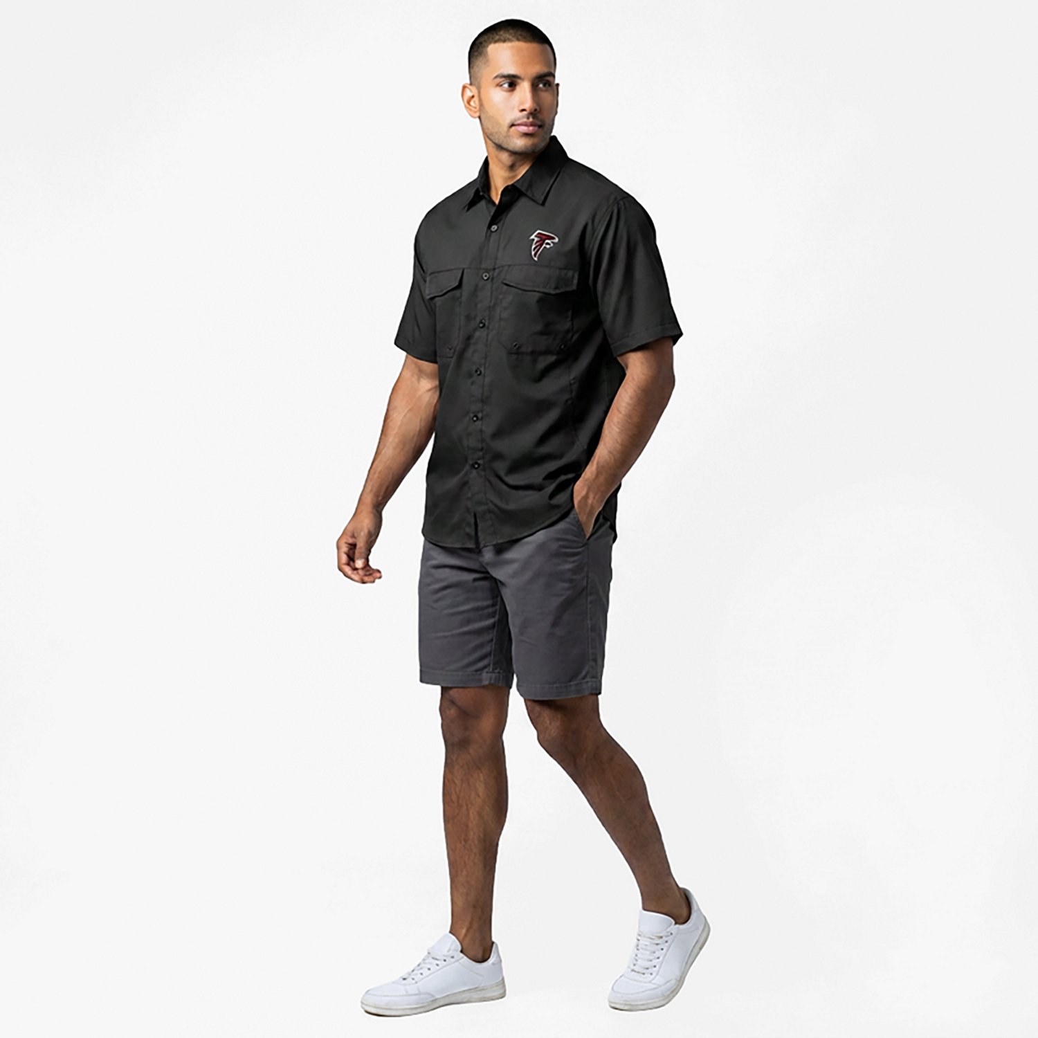 Antigua Men's Atlanta Falcons Game Day Woven Fishing Shirt