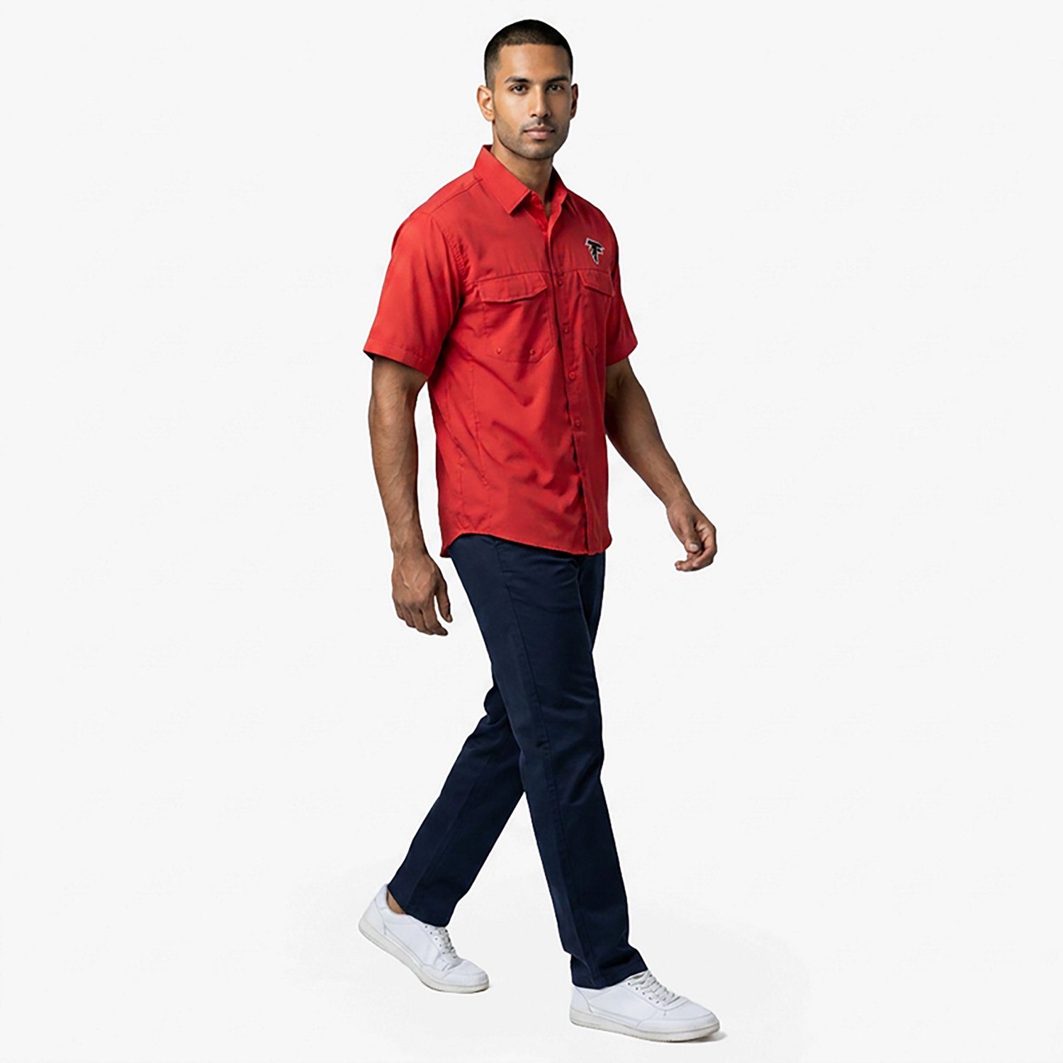 Antigua Men's Atlanta Falcons Game Day Woven Fishing Shirt - view number 2