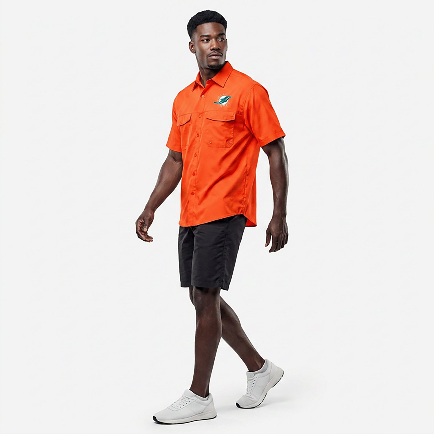 Antigua Men's Miami Dolphins Game Day Woven Fishing Shirt - view number 2