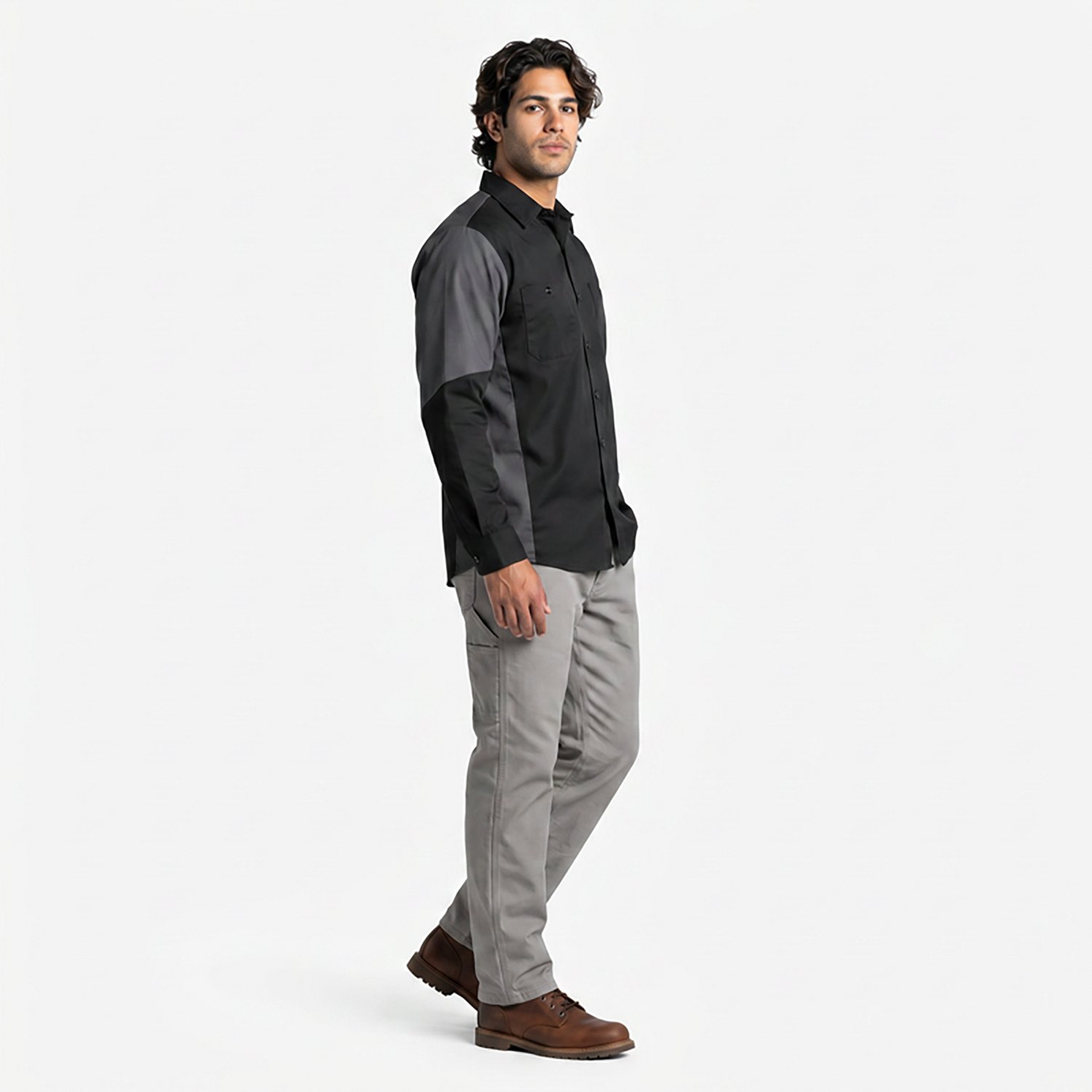 Red Kap Men's 2-Tone Crew Long Sleeve Shirt                                                                                      - view number 3