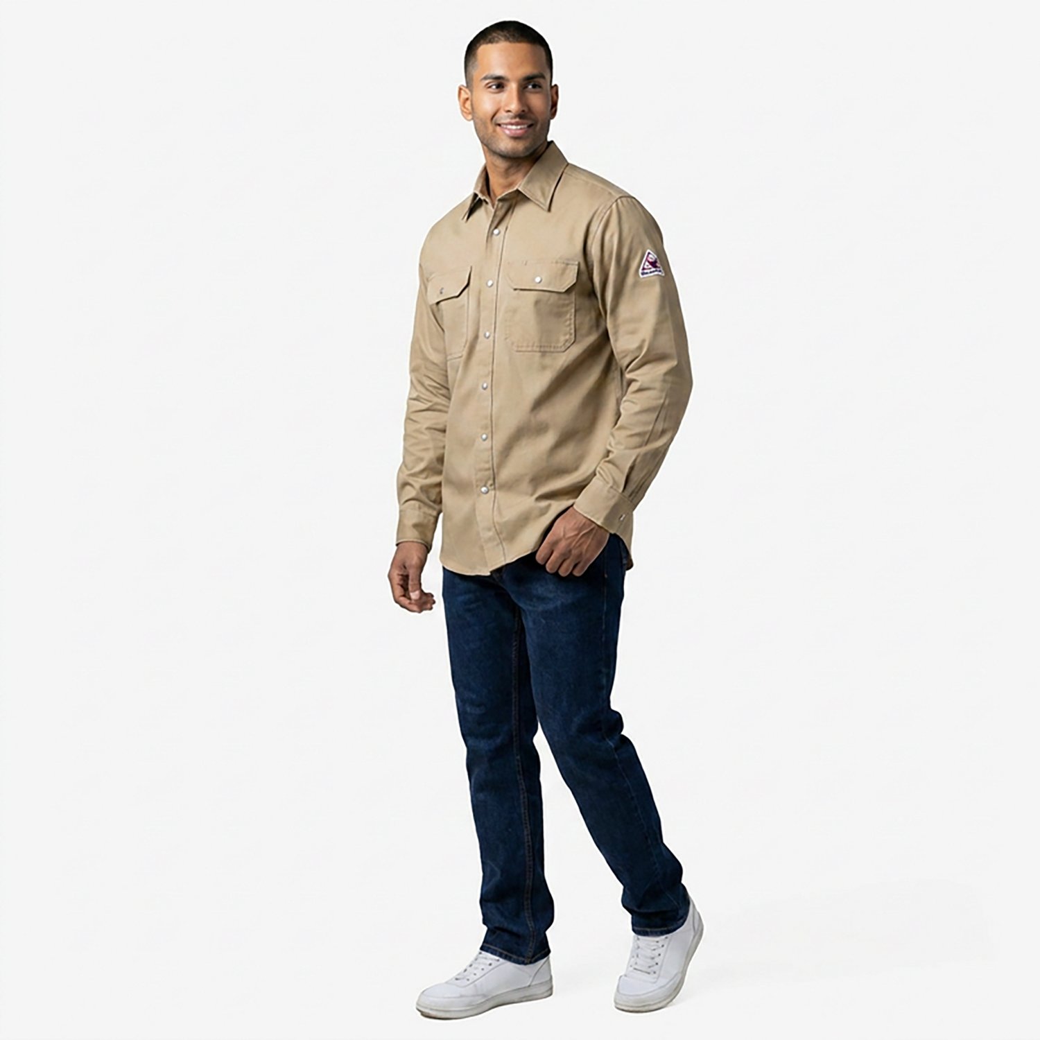 Bulwark Men's Midweight Flame Resistant  Snap ont Uniform Shirt