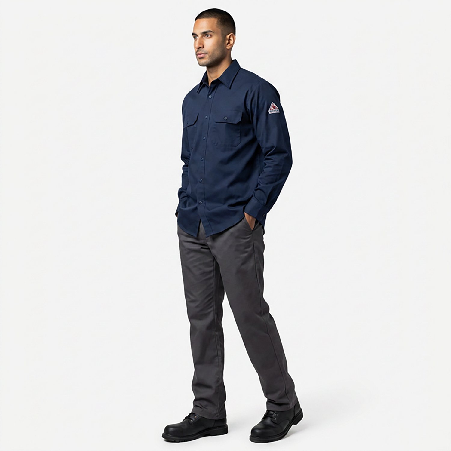 Bulwark Men's Lightweight Flame Resistant Chambray Uniform Dress Shirt - view number 3