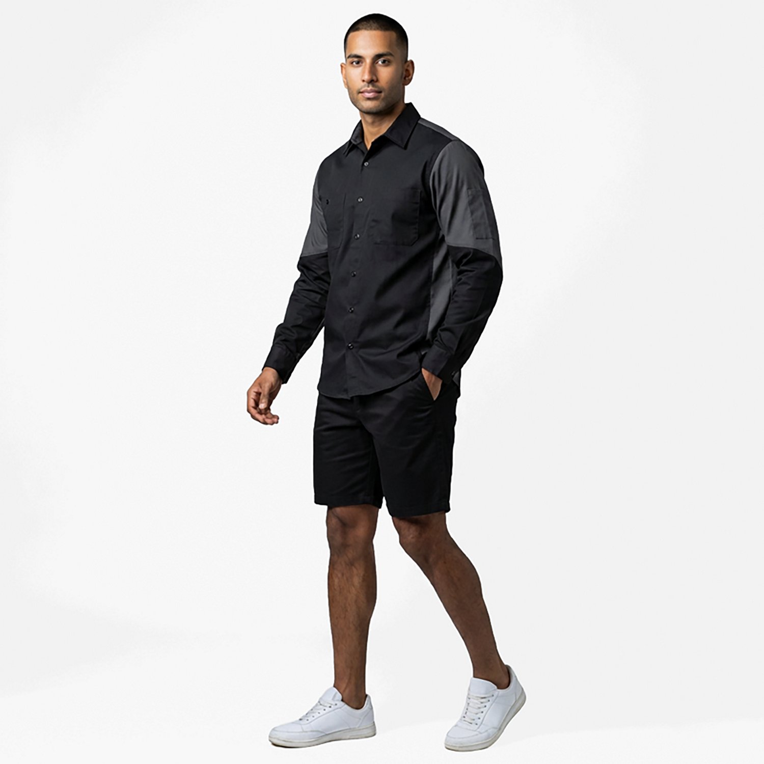 Red Kap Men's 2-Tone Crew Long Sleeve Shirt