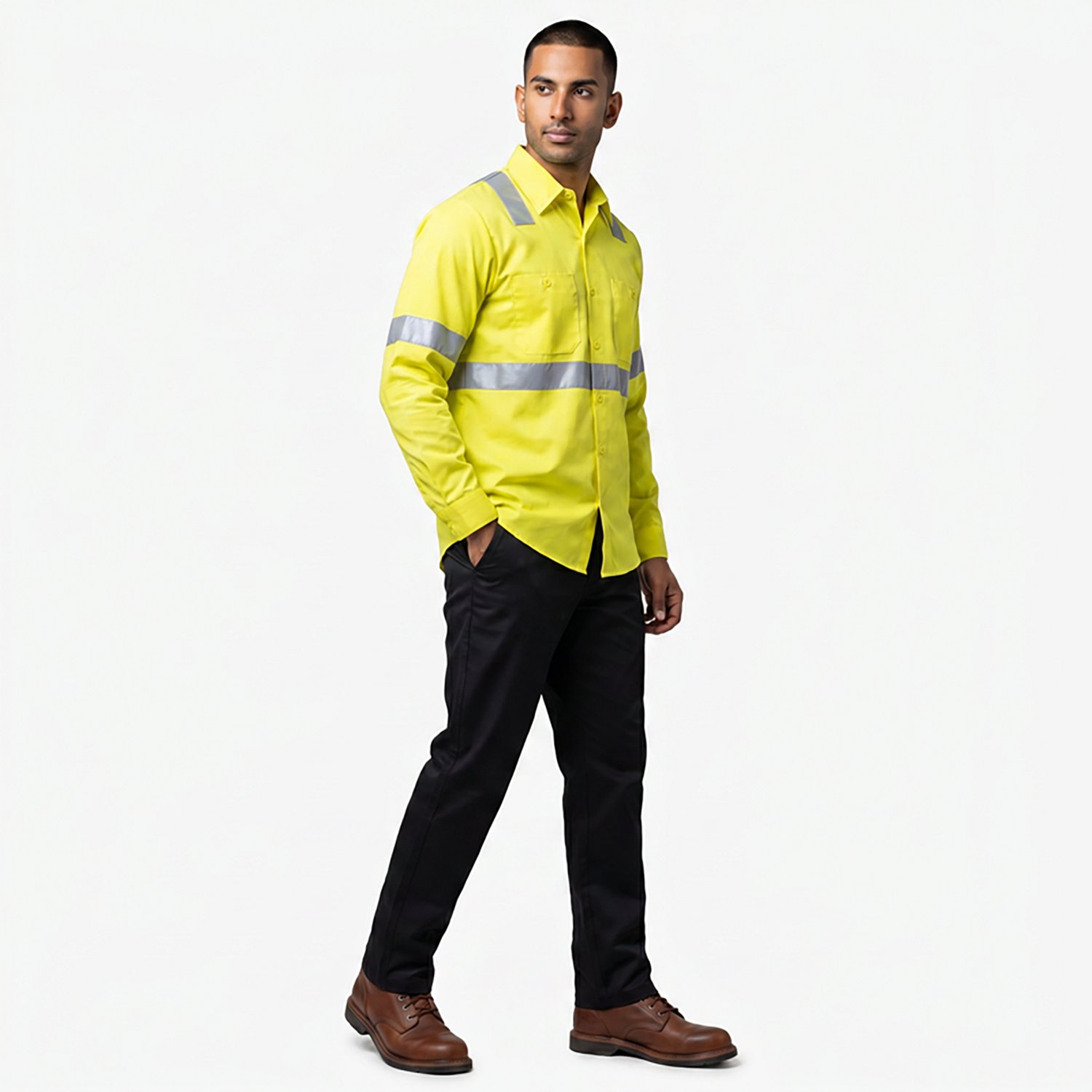Red Kap Men's Hi-Visibility Ripstop Type R Class 3 Long Sleeve Work Shirt                                                        - view number 3