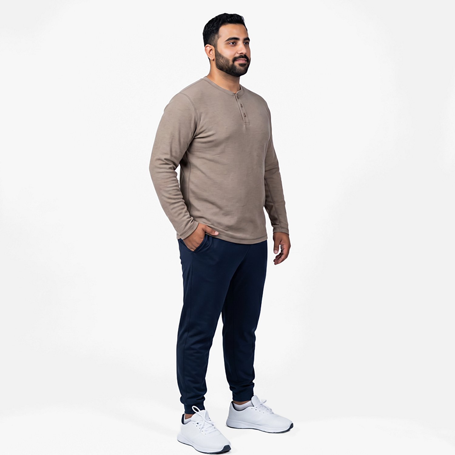 Magellan Outdoors Men's Base Camp Thermal Heathered Long Sleeve Henley Top