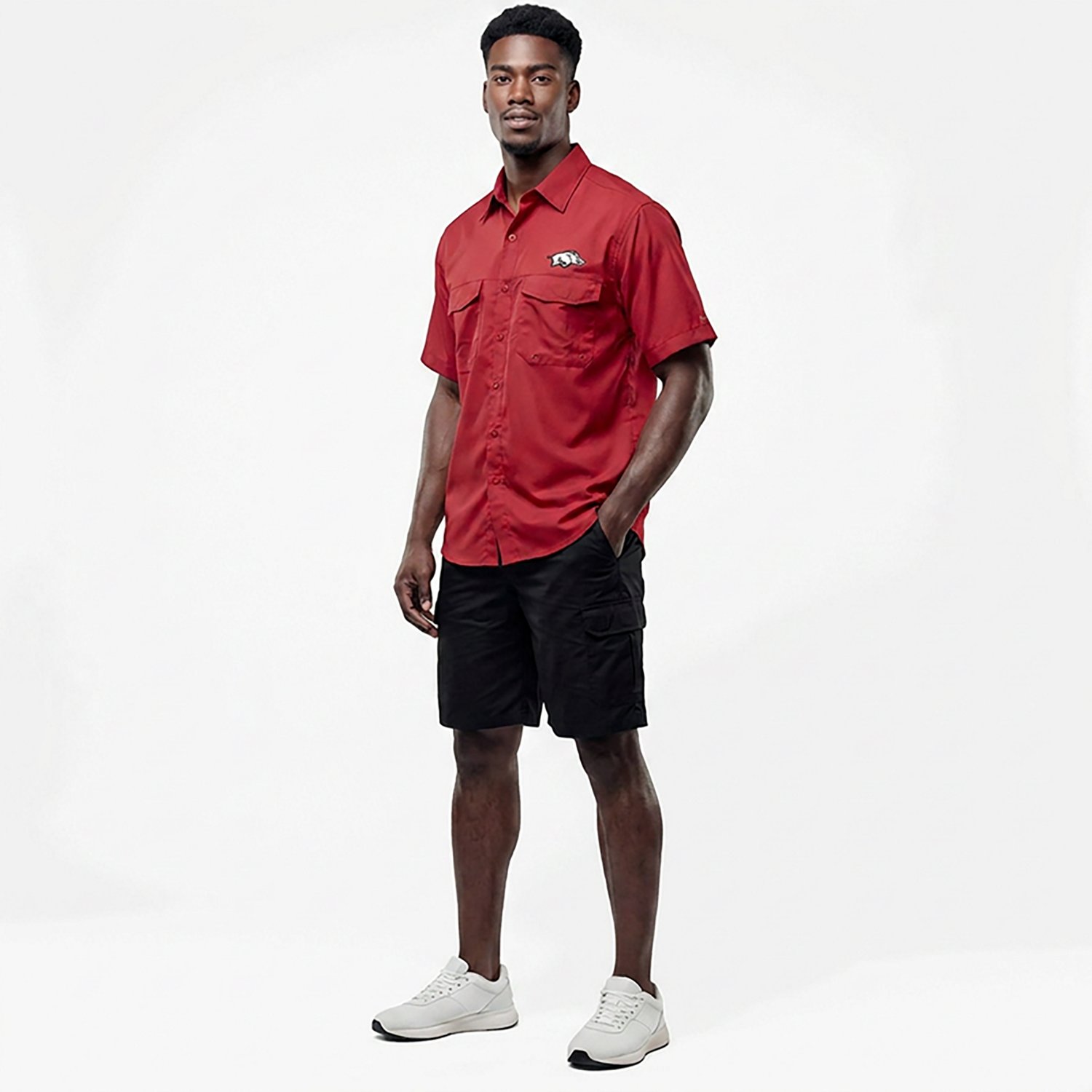 Antigua Men’s University of Arkansas Game Day Woven Fishing Shirt - view number 2