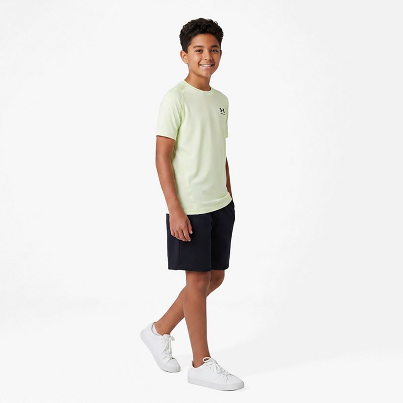 Under Armour Boys' HeatGear Armour Short Sleeve Shirt, Large, Fade Green/Black