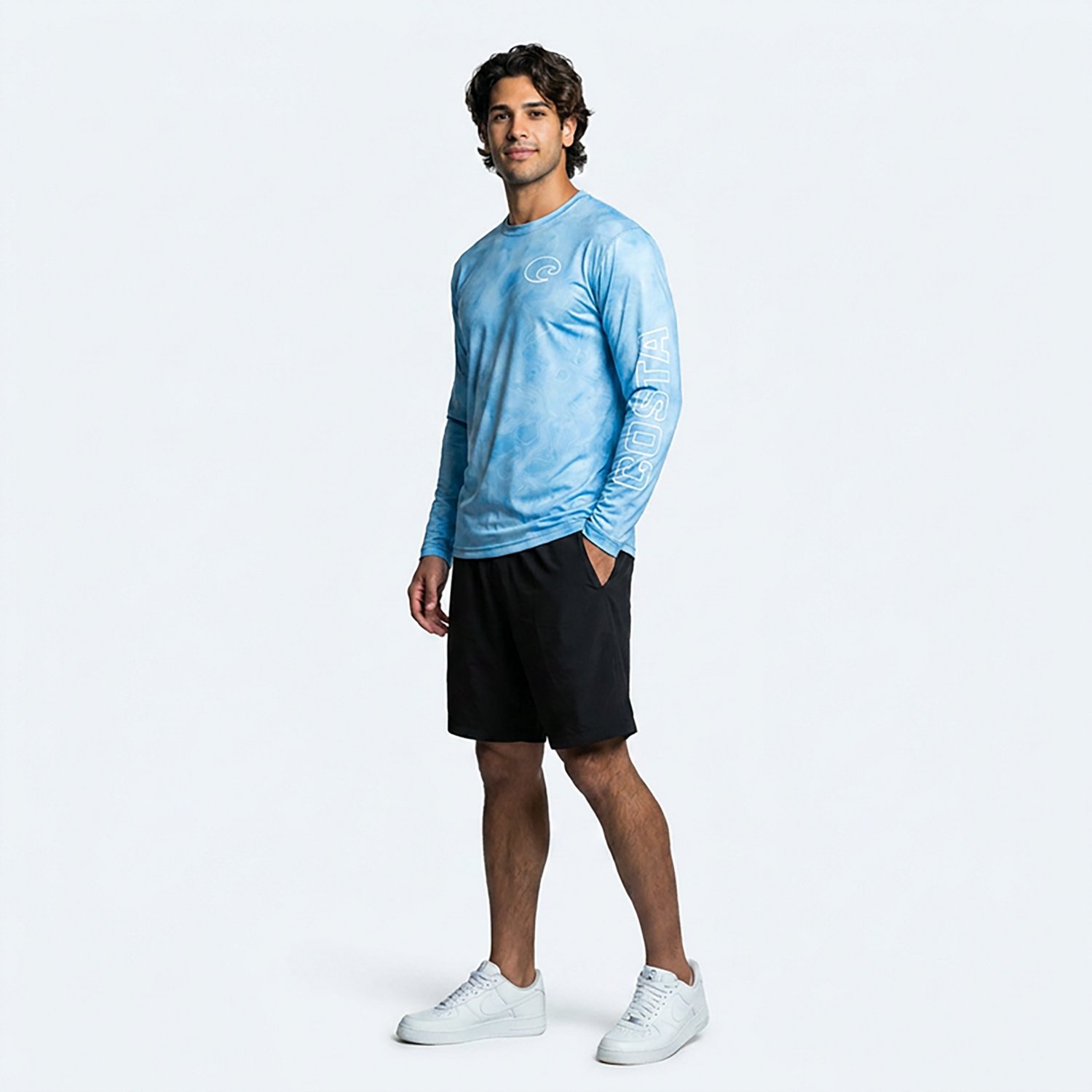 Costa Men's Tech Topographic Crew Neck Long Sleeve T-shirt - view number 3